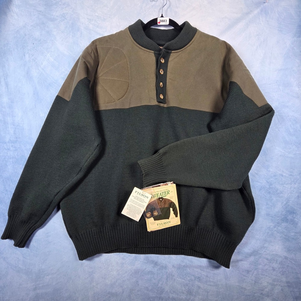 Filson Style 711 Shooting Sweater Mens XXL Wool Cotton Cape Green USA Made NWT